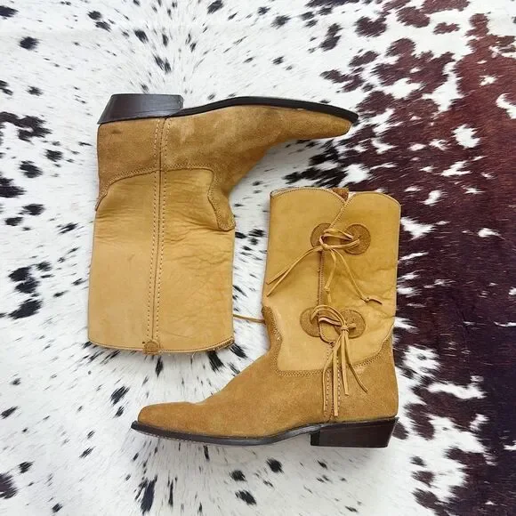 Vintage Capezio 70’s Tan Suede Leather Cowgirl Boots Western Cowboy Retro 6.5 M